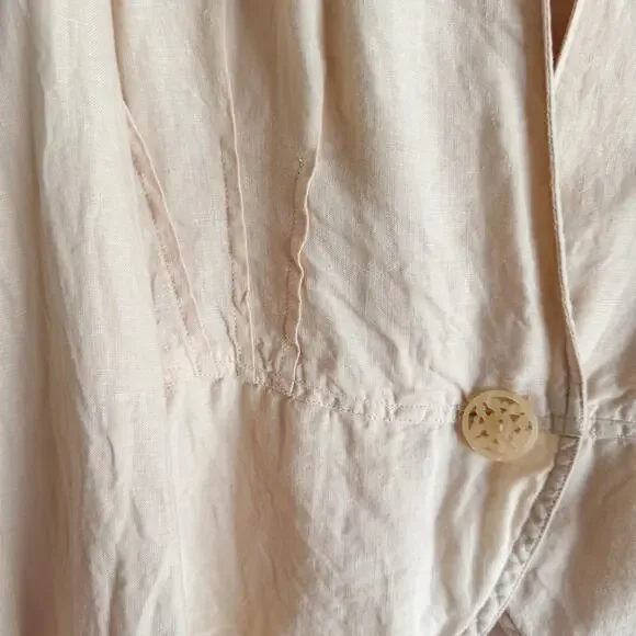 J. Jill Cream Pleated Single Button Linen Jacket - XL - Picture 3 of 8